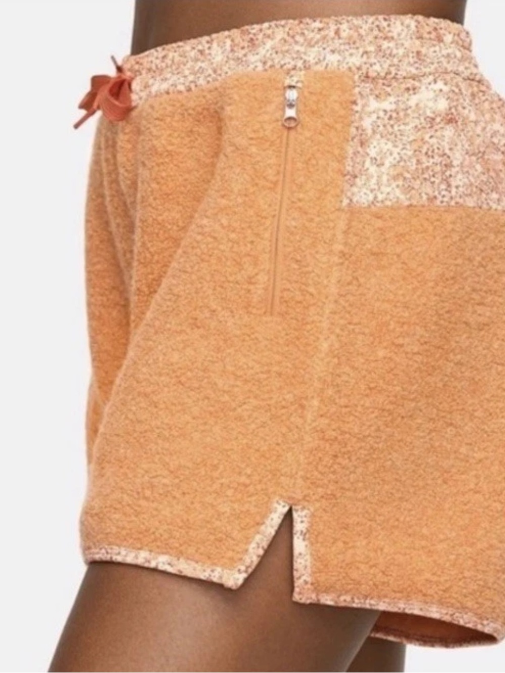 Outdoor Voices Wool‎ Fleece Shorts High Rise Drawstring Pockets Orange Small